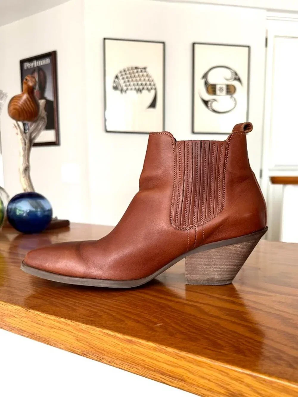 Patina Leather Dakota Western Ankle Boot Tucson Cognac